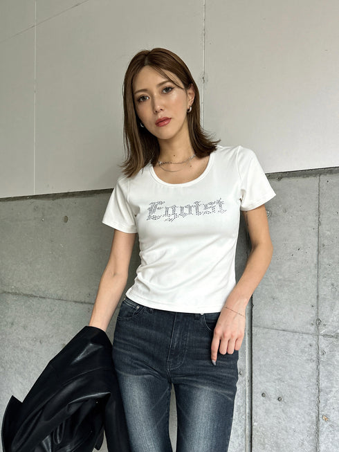 ラインストーンロゴTシャツ
